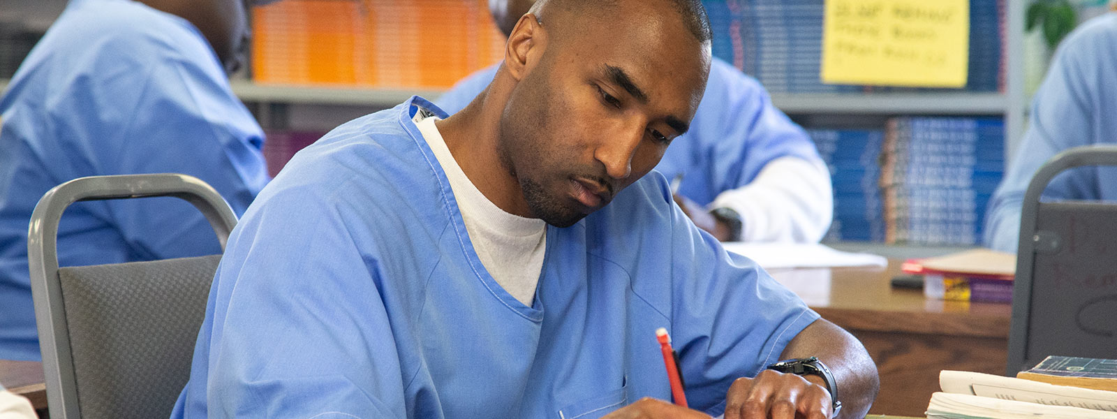 A Mount Tamalpais College student in the classroom